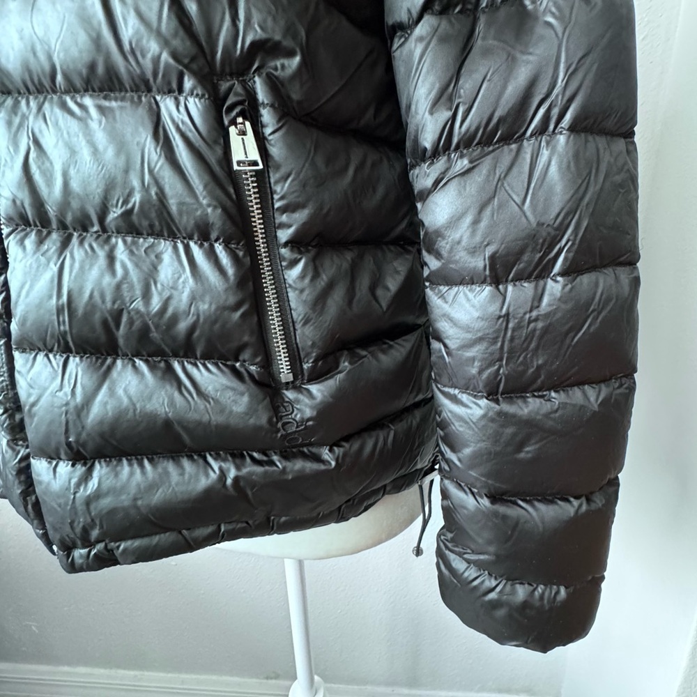 Add Down Puffer Jacket Black Reversible Hood Sz 0 - image 4